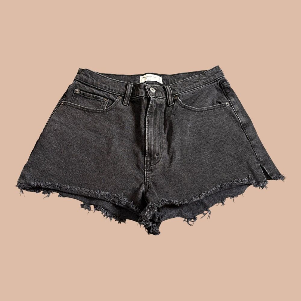 Abercrombie & Fitch The Mom Shorts Womens Size 10/30 Black High Rise Denim